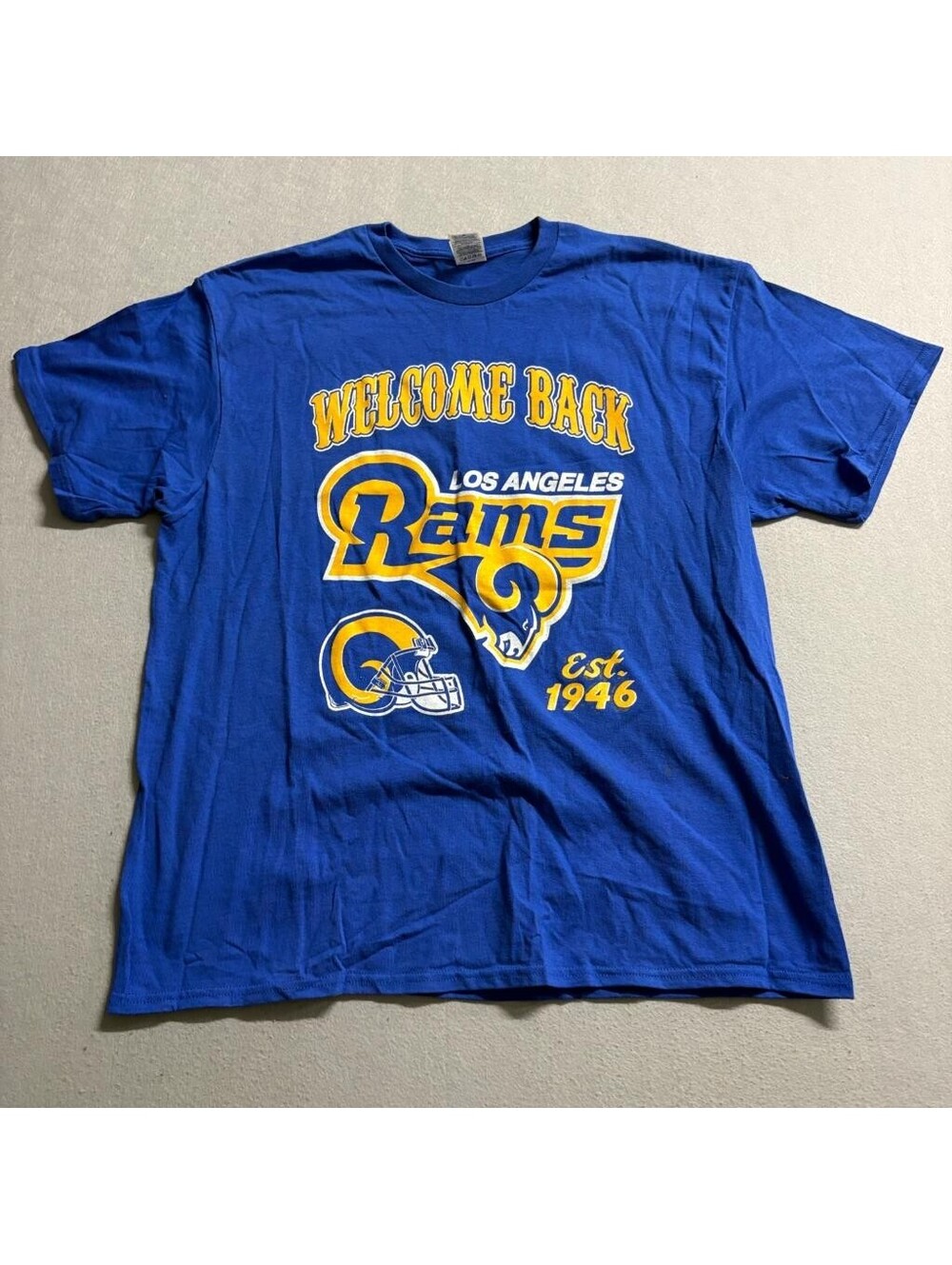 Los Angeles Rams Welcome Back T-Shirt Mens XL Blue Delta Pro Weight NFL